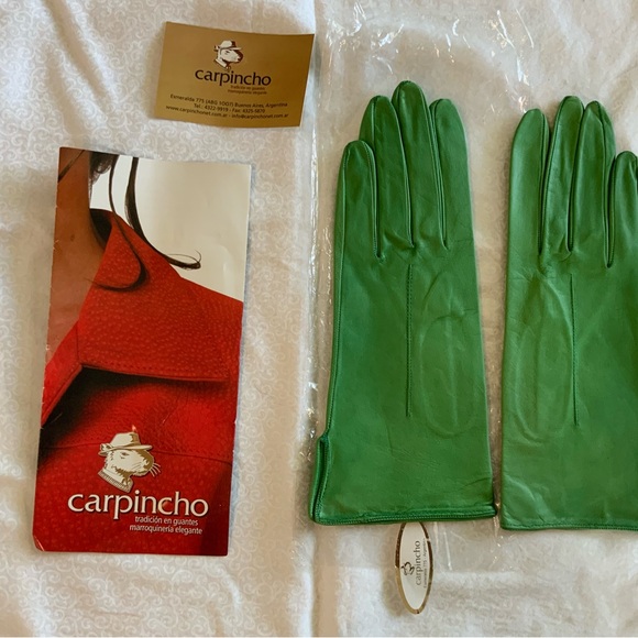 Carpincho Capybara Gloves Leather Size 6.5 Women Green